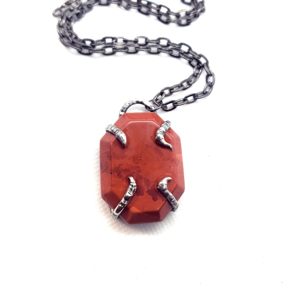 Gothic Men's Red jasper necklace